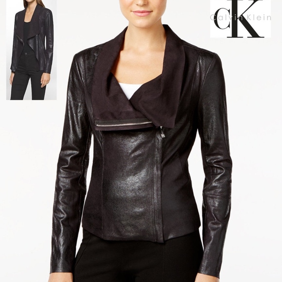 Calvin Klein Faux Leather Suede Moto 